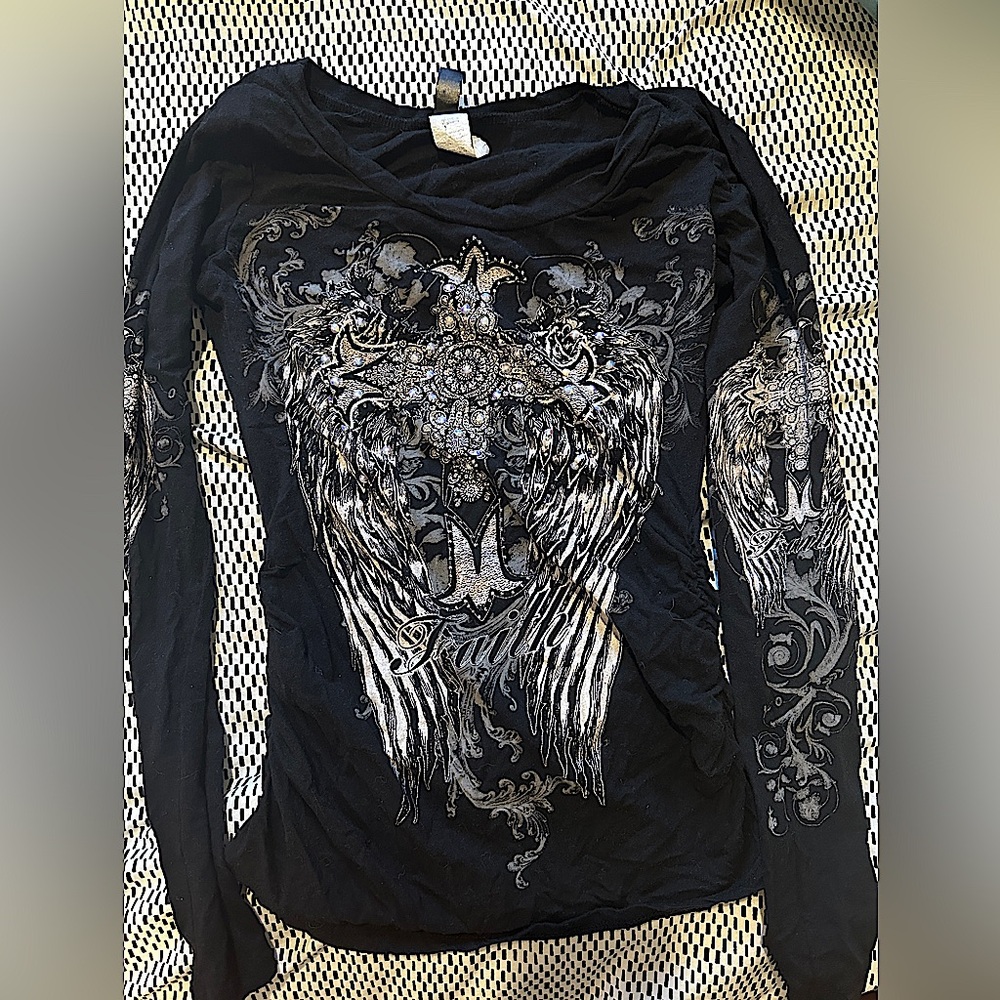 cotton long sleeve cyber y2k top
